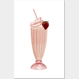 Strawberry milkshake Posters and Art